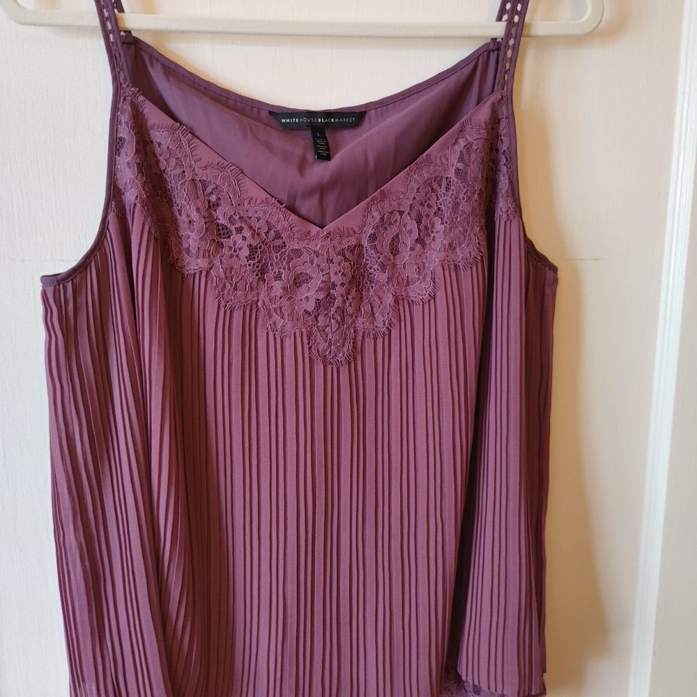 Lace Top Pleated Flowy Cami, Size L